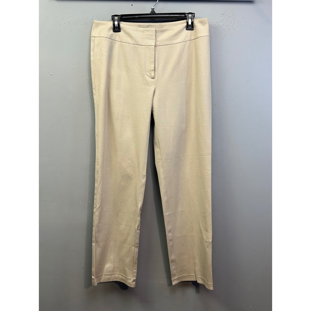 Chico's Trousers Women‎ 1.5 Short Beige Cotton Blend Straight Leg Mid Rise 16749